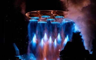 Shows blue methane fueled exhaust flame